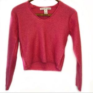 Pink cropped mohair wool sweater, size medium